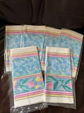 NWT Set of 6 Vintage Rectangle Table Covers Floral Spring